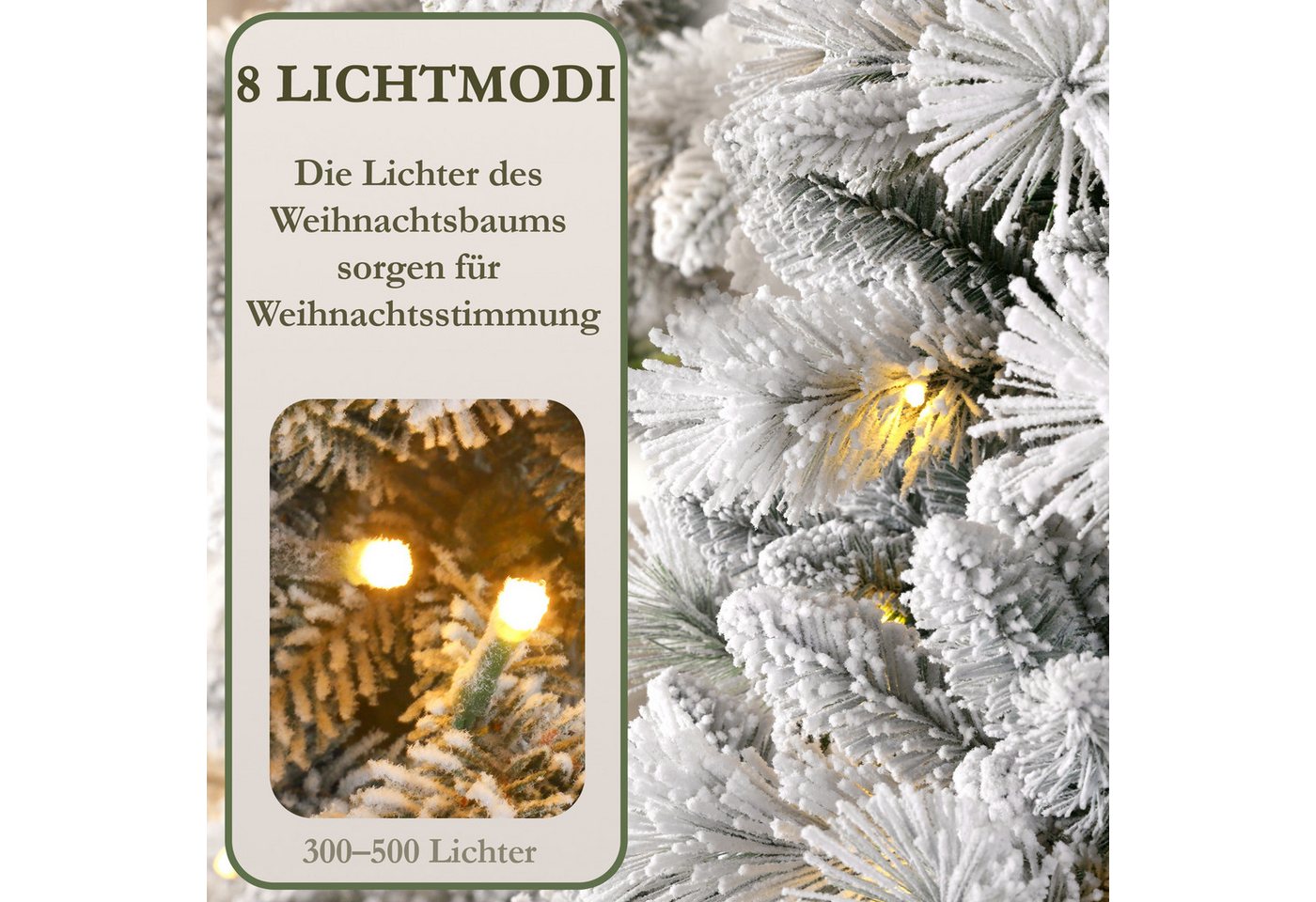 Sinaopus Künstlicher Weihnachtsbaum mit Schnee, Tannenbaum mit Tannenzapfen, wiederverwendbar, PVC+PE, Tannenbaum künstlich, Künstlicher Weihnachtsbaum mit Bele – Bild 4 von 5