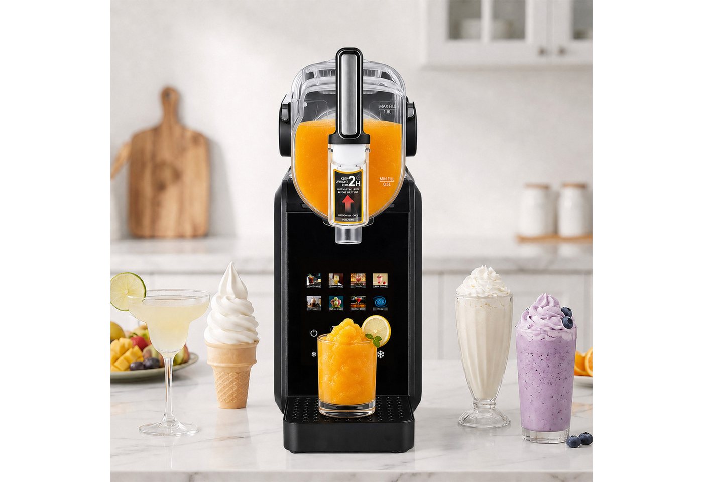 Sinaopus Slush-Eismaschine 8-in-1, ohne Eiswürfel, Selbstreinigung, 10 Konsistenzstufen, 1,8 l, 200 W, Slush Maker, 10 Konsistenzstufen, Eismaschine für Zuhause – Bild 3 von 5
