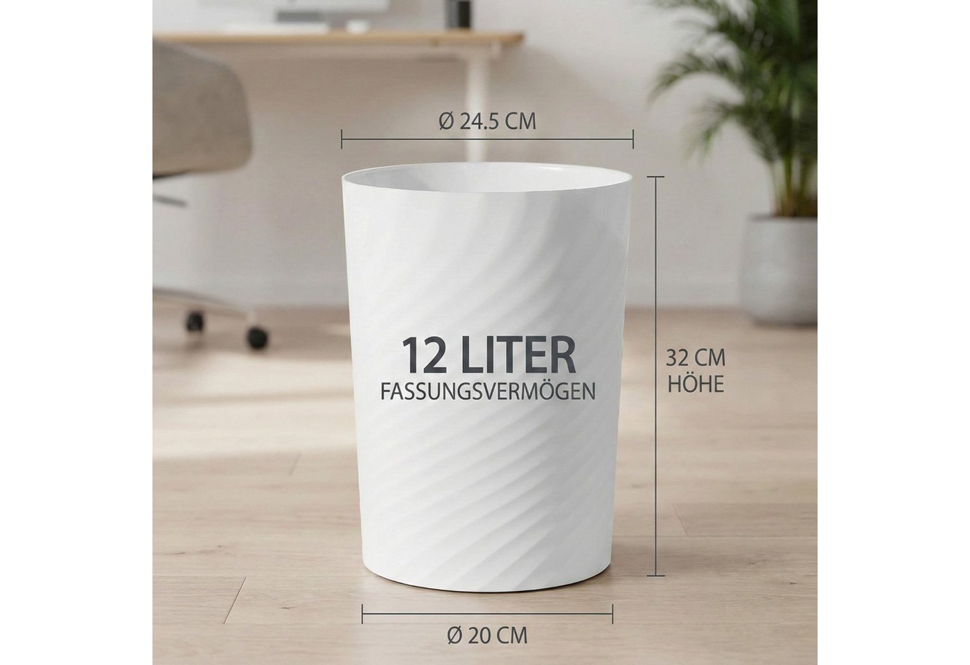Sinoba Papierkorb moderner Mülleimer Papiereimer 8008 rund – Bild 2 von 5