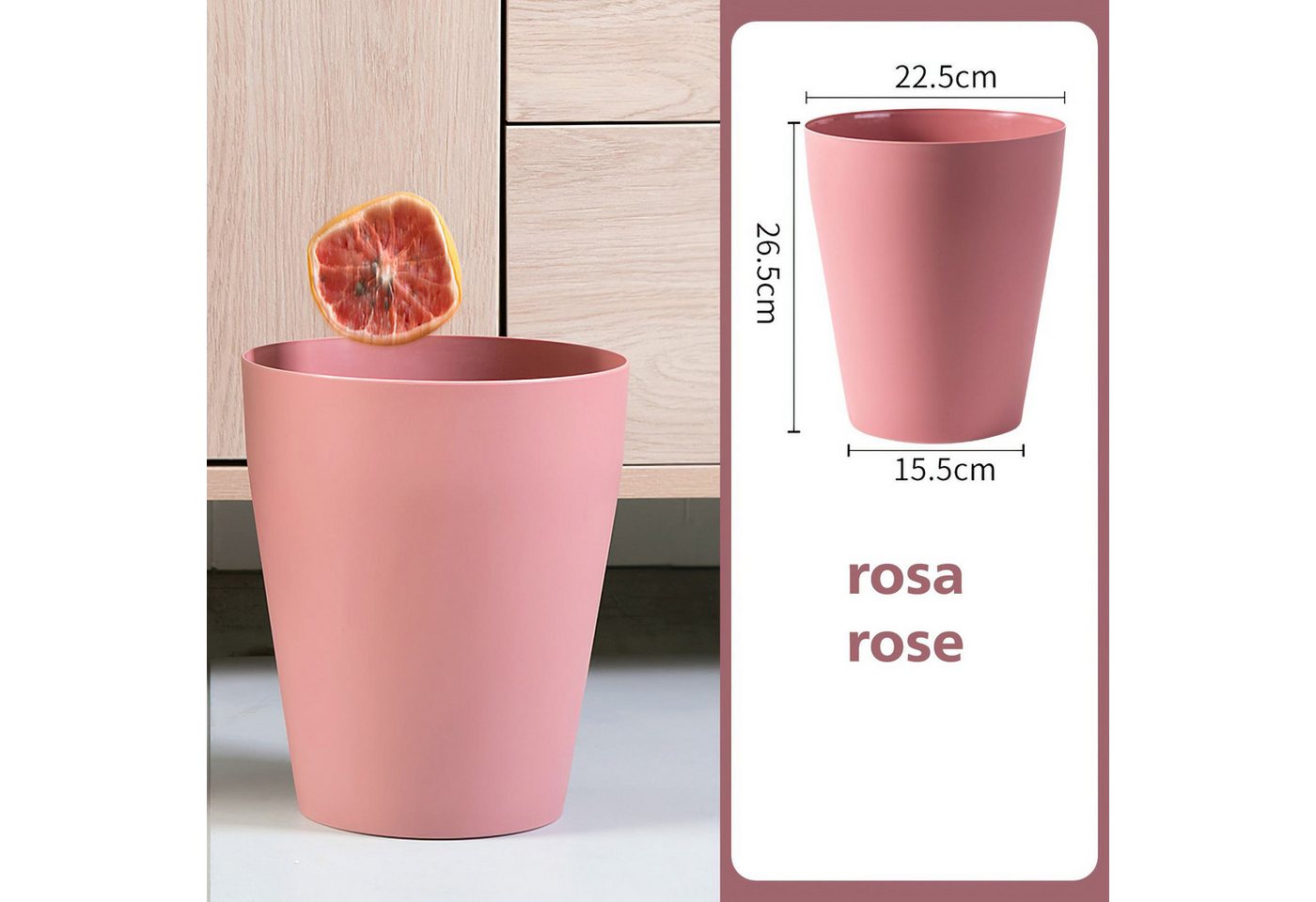 Sinoba Papierkorb rund moderner Mülleimer Papiereimer 788789, aus Kunststoff ideal für Kinderzimmer Küche Büro, 12 Liter Höhe 26,5cm – Bild 2 von 5