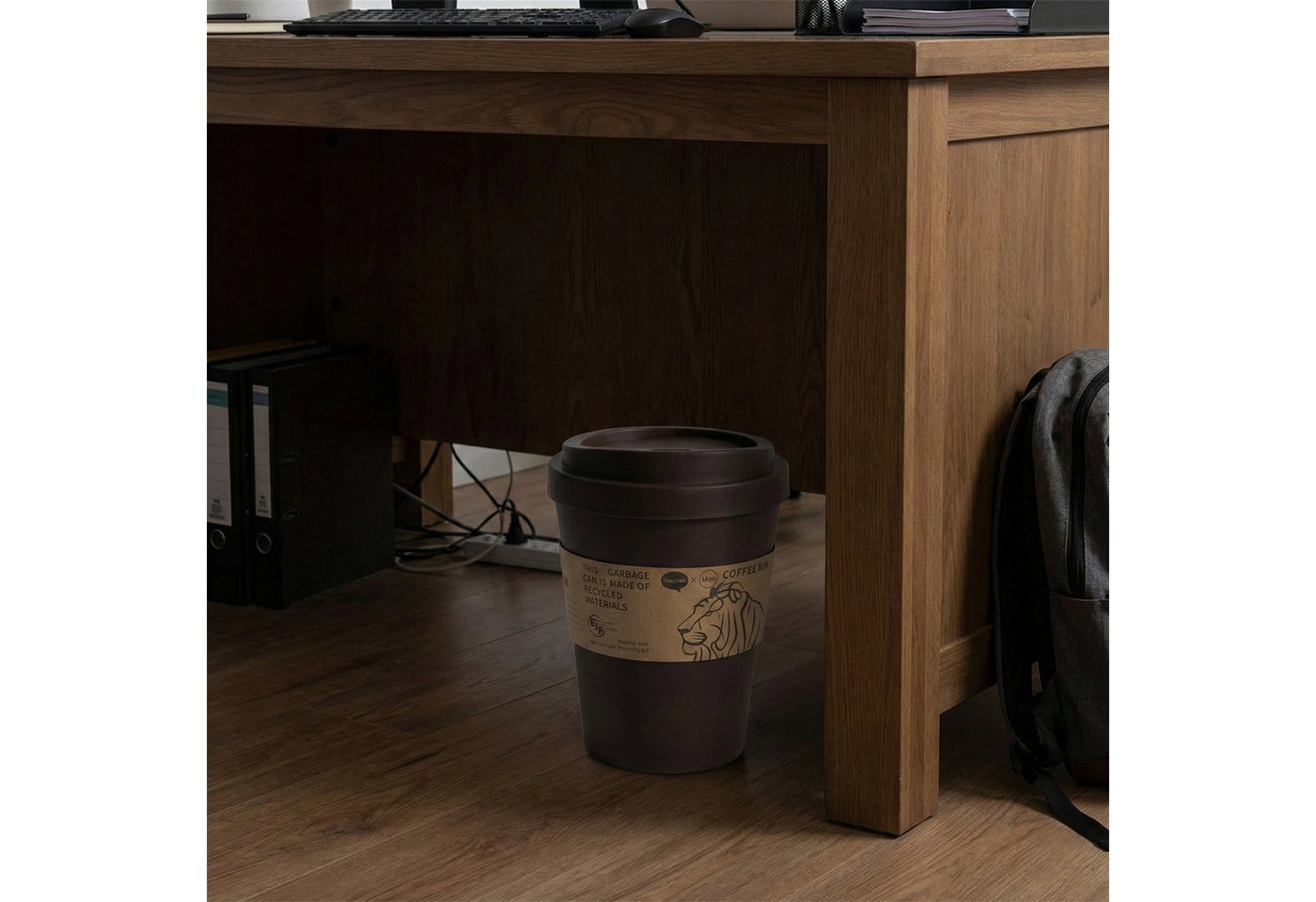 Sinoba Papierkorb XXL Kaffeebecher Coffeecup, Abfalleimer Mülleimer mit abnehmbaren Schwingdeckel 11 Liter – Bild 5 von 5
