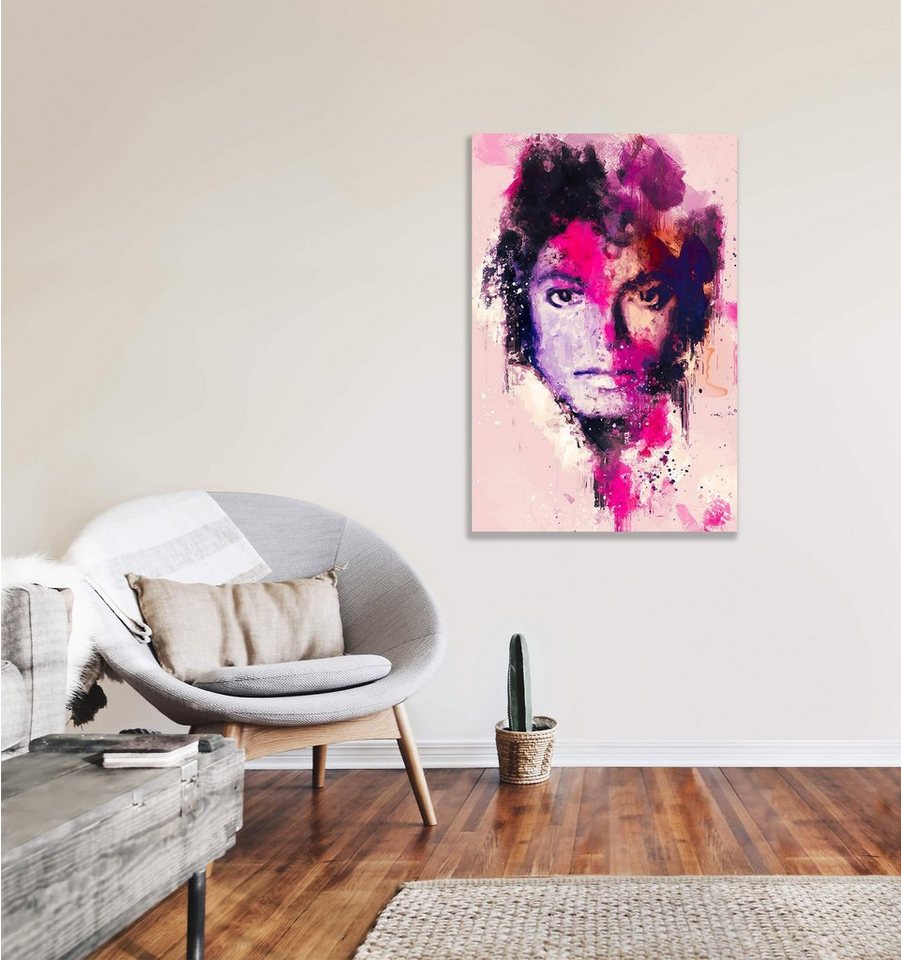 Sinus Art Leinwandbild Michael Jackson Porträt Abstrakt Kunst King of Pop Legende 60x90cm Leinwandbild – Bild 3 von 4