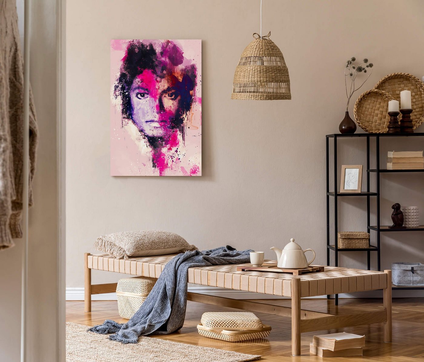 Sinus Art Leinwandbild Michael Jackson Porträt Abstrakt Kunst King of Pop Legende 60x90cm Leinwandbild – Bild 4 von 4