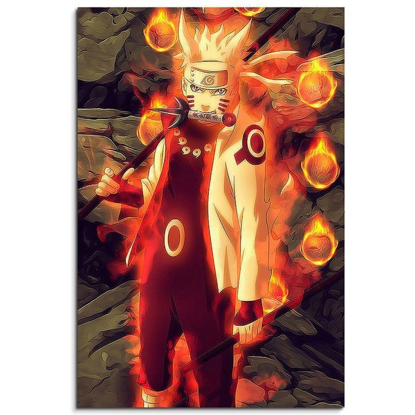 Sinus Art Leinwandbild Naruto Sasuke Fight 90x60cm
