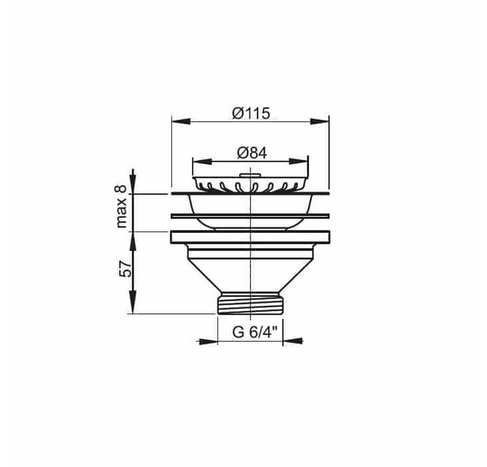 AlcaPlast Siphon AlcaPlast Spülbecken Ablaufgarnitur 1,5'', Ablaufventil 90 mm m. Edelstahlsieb – Bild 2 von 2