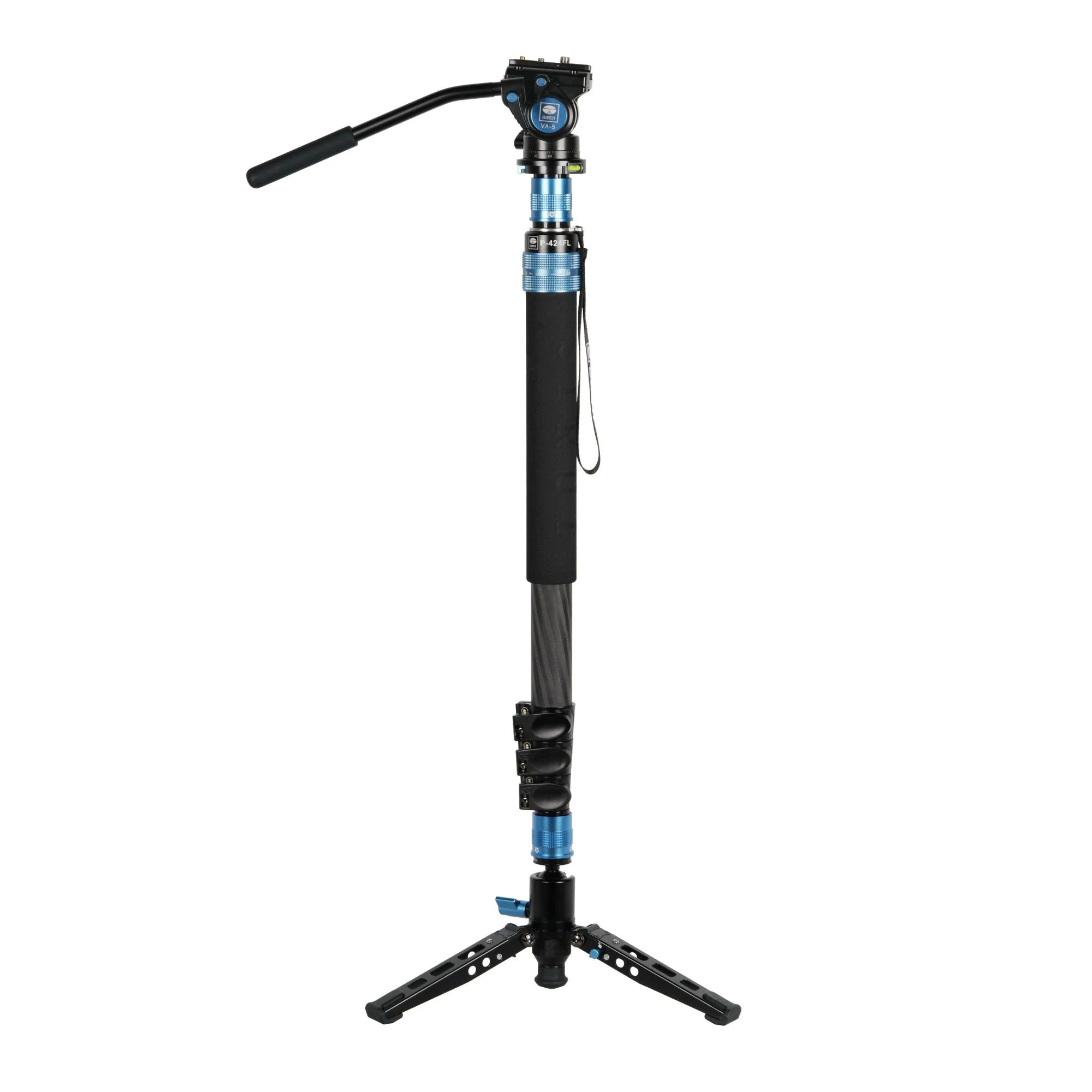SIRUI P-424FS Carbon Einbeinstativ 168 cm mit Standspinne + Videoneiger VA-5