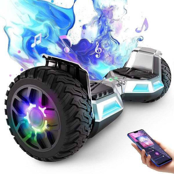 SISIGAD Balance Scooter 8,5 Zoll Zweimotoren Hoverboard mit LED-Leuchten und Bluetooth, 160W*2, 10 km/h, bis zu 15 km Reichweite, für Kinder und Erwachsene