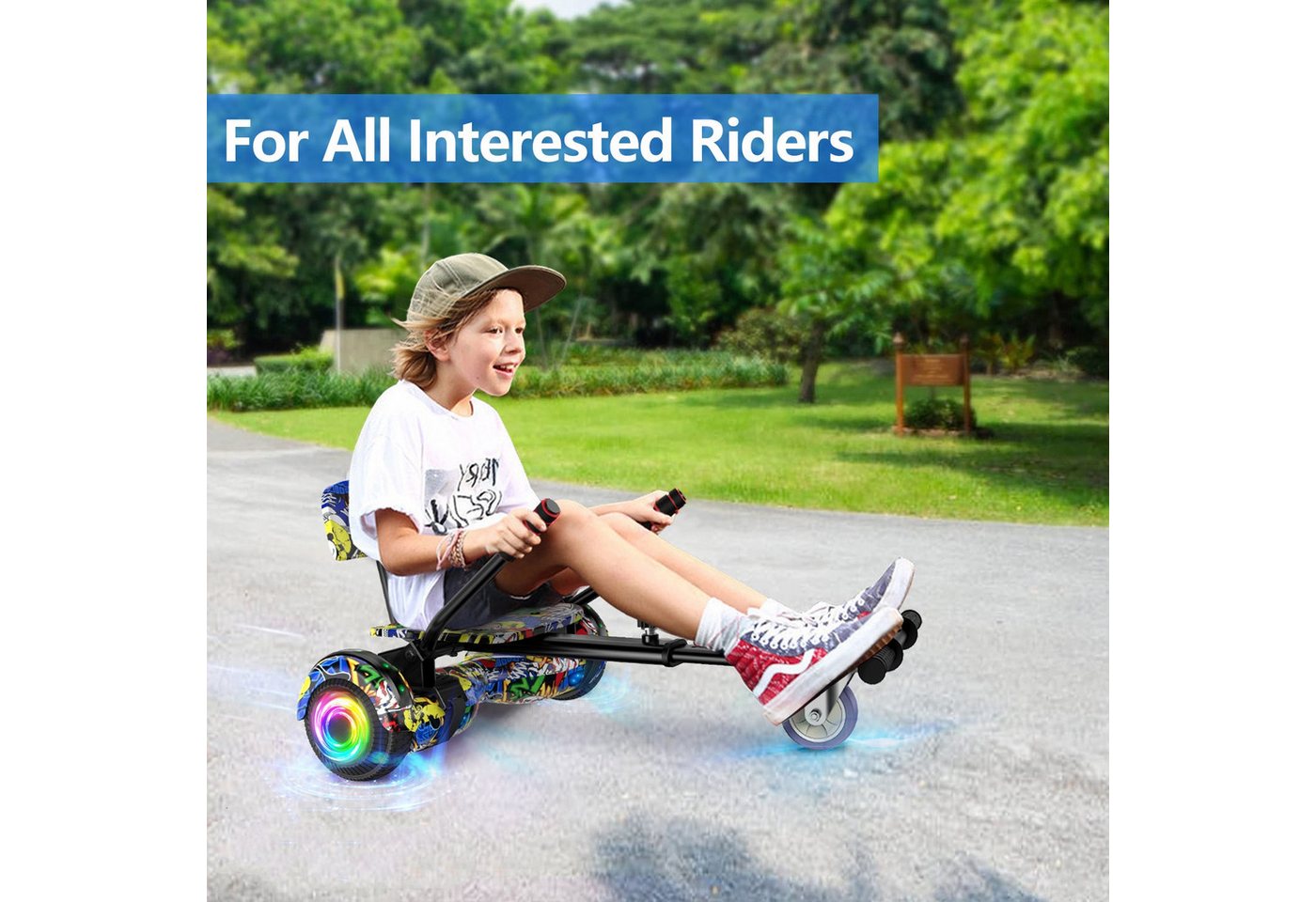 SISIGAD Balance Scooter Kart Set, 6,5'' Hoverboard mit kart,LED, Bluetooth, 8 km/h, 160W, Hoverboards mit Sitz, bis zu 7-8km,Geschenke für Kinder – Bild 5 von 5