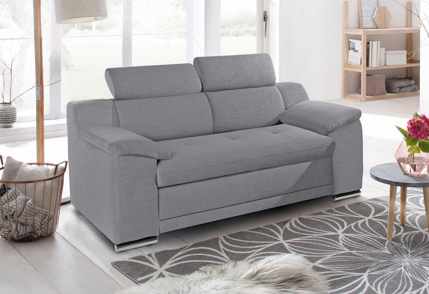sit&more 2-Sitzer Andiamo, B: 180 cm, Kopfteilverstellung, komfortable Sitzhöhe 43 cm, Frei im Raum stellbar, hochwertige Verarbeitung, stilvolles Design – Bild 2 von 5