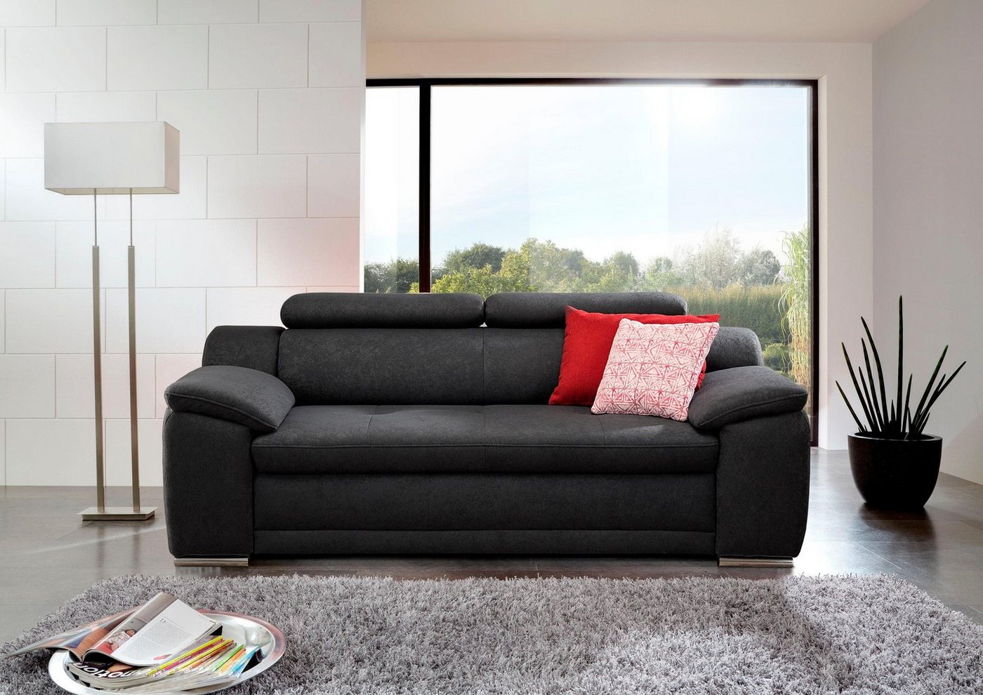 sit&more 2-Sitzer Andiamo, B: 180 cm, Kopfteilverstellung, komfortable Sitzhöhe 43 cm, Frei im Raum stellbar, hochwertige Verarbeitung, stilvolles Design – Bild 2 von 5