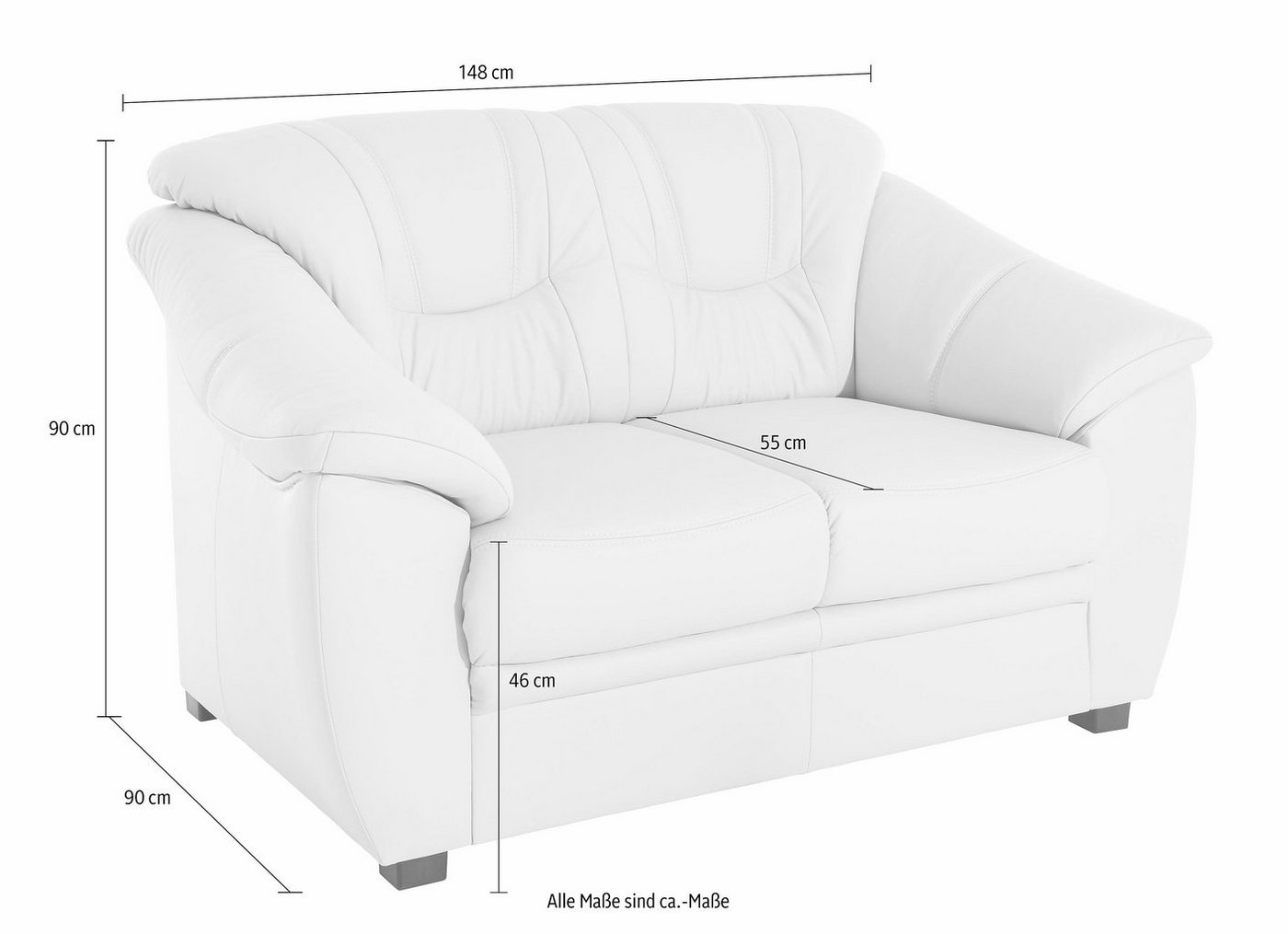sit&more 2-Sitzer Savona B: 148cm, Komfort Sitz, große Stoff + Lederauswahl, mit Federkern – Bild 5 von 5