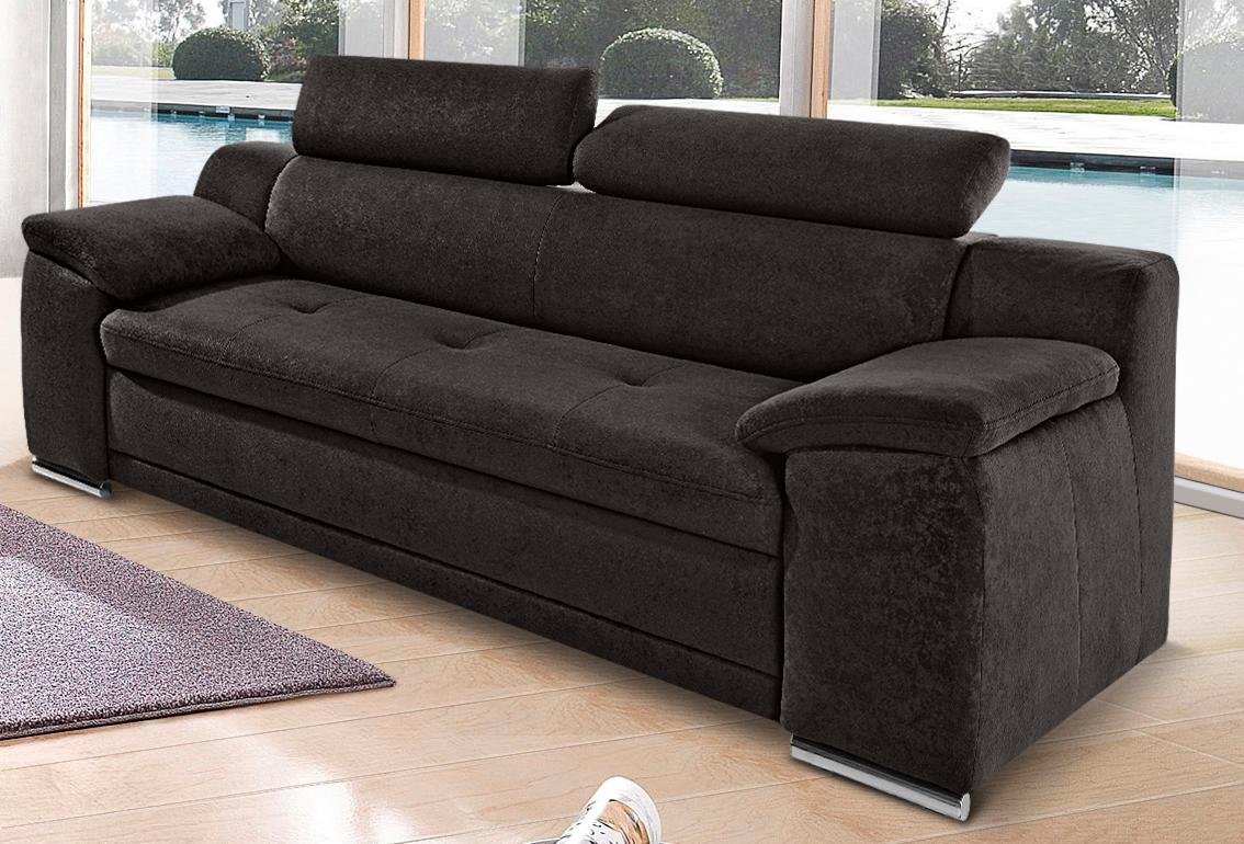 sit&more 3-Sitzer Andiamo, B: 200 cm, Kopfteilverstellung, Wellenunterfederung, Komfortable Sitzhöhe 43 cm, frei im Raum stellbar, modernes Design – Bild 2 von 5