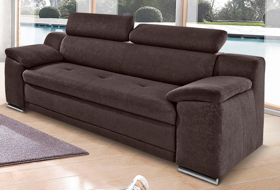 sit&more 3-Sitzer Andiamo, B: 200 cm, Kopfteilverstellung, Wellenunterfederung, Komfortable Sitzhöhe 43 cm, frei im Raum stellbar, modernes Design – Bild 2 von 5