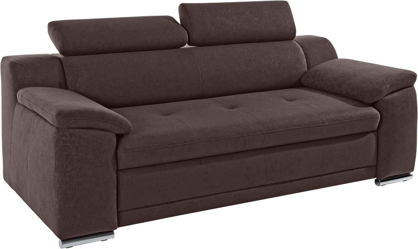 sit&more 3-Sitzer Andiamo, B: 200 cm, Kopfteilverstellung, Wellenunterfederung, Komfortable Sitzhöhe 43 cm, frei im Raum stellbar, modernes Design – Bild 3 von 5