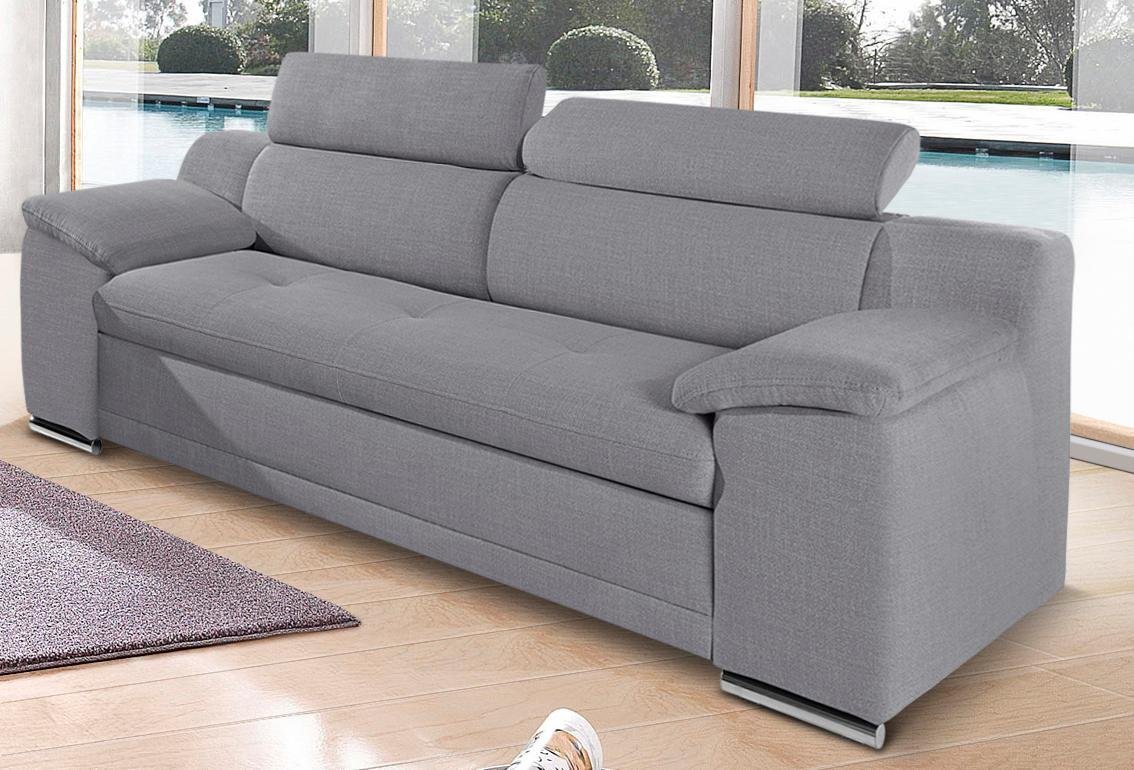 sit&more 3-Sitzer Andiamo, B: 200 cm, Kopfteilverstellung, Wellenunterfederung, Komfortable Sitzhöhe 43 cm, frei im Raum stellbar, modernes Design – Bild 2 von 5