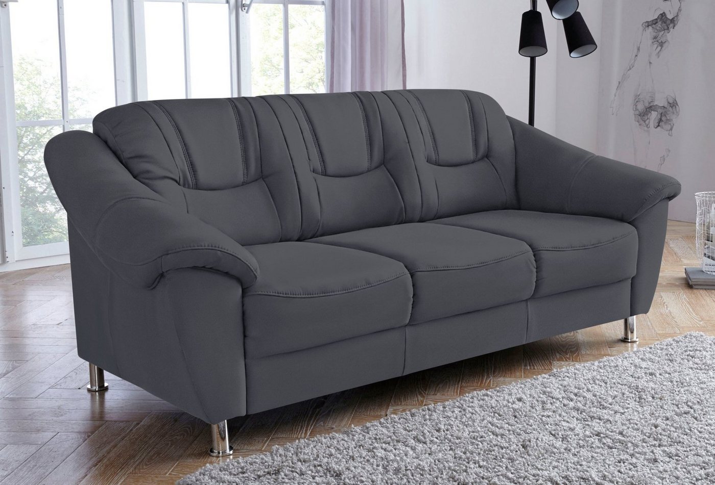 sit&more 3-Sitzer Salsa, B: 202 cm, Federkern, komfortable Sitzhöhe 45 cm, Frei im Raum stellbar, 110 kg je Sitzplatz, zeitloses Design – Bild 2 von 5