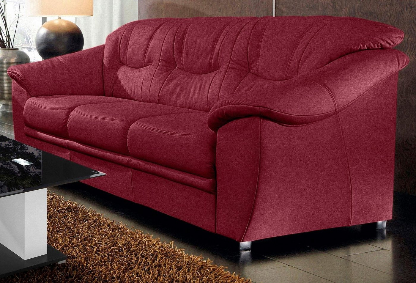 sit&more 3-Sitzer Savona, B: 198 cm, Federkern, Komfortsitzhöhe 46 cm, optional Schlaffunktion, Liegefläche 190x137cm, Stoff- & Lederauswahl – Bild 2 von 5