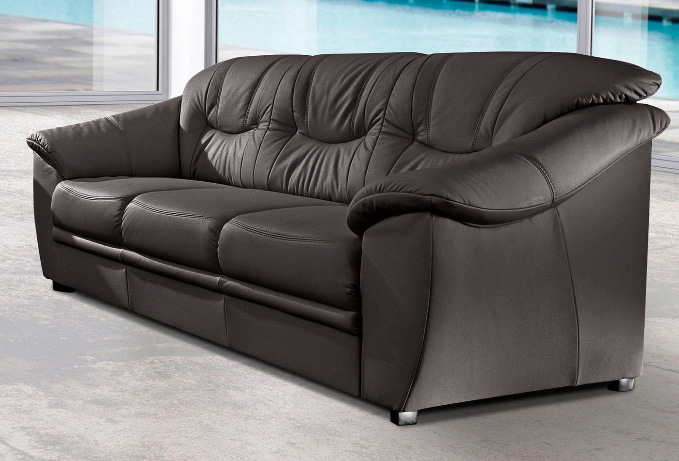 sit&more 3-Sitzer Savona, B: 198 cm, Federkern, Komfortsitzhöhe 46 cm, optional Schlaffunktion, Liegefläche 190x137cm, Stoff- & Lederauswahl – Bild 2 von 5