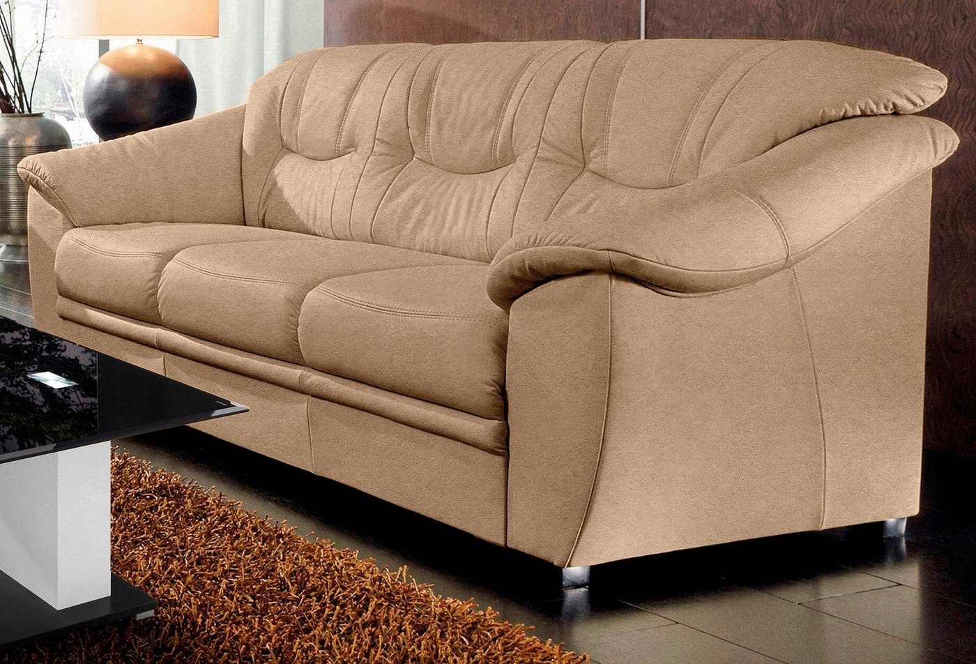 sit&more 3-Sitzer Savona, B: 198 cm, Federkern, Komfortsitzhöhe 46 cm, optional Schlaffunktion, Liegefläche 190x137cm, Stoff- & Lederauswahl – Bild 2 von 5