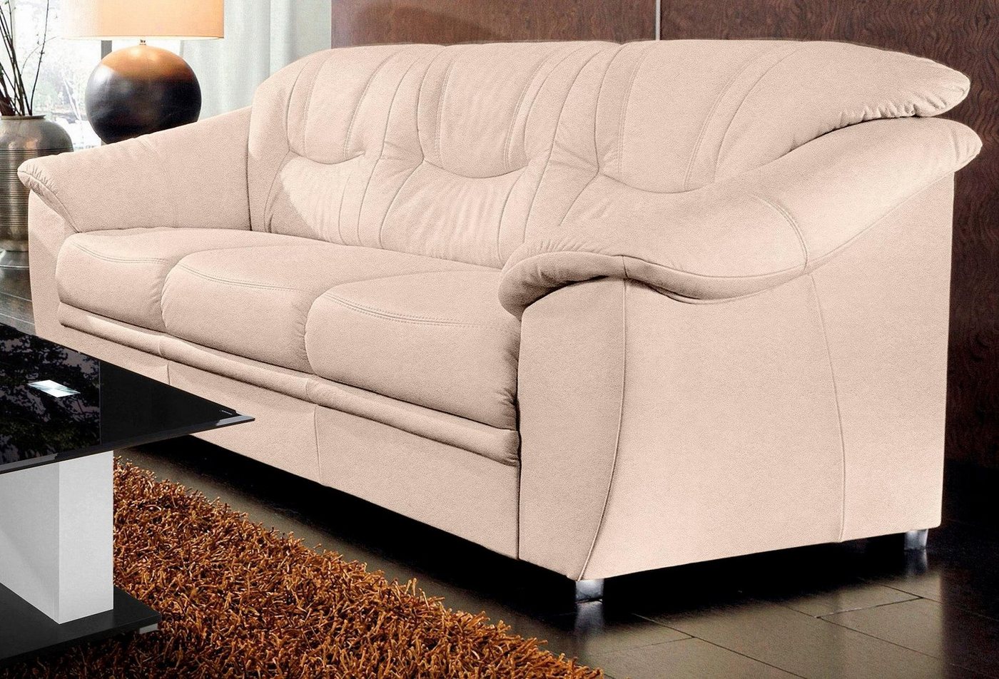 sit&more 3-Sitzer Savona, B: 198 cm, Federkern, Komfortsitzhöhe 46 cm, optional Schlaffunktion, Liegefläche 190x137cm, Stoff- & Lederauswahl – Bild 2 von 5