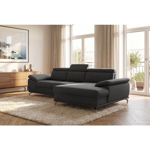 sit&more Ecksofa Cabrio L-Form, B: 295 cm, mit Sitztiefen-, Arm- & Kopfteilverstellung, 2 Nierenkissen, Federkern, mit Schlaffunktion und Stauraum