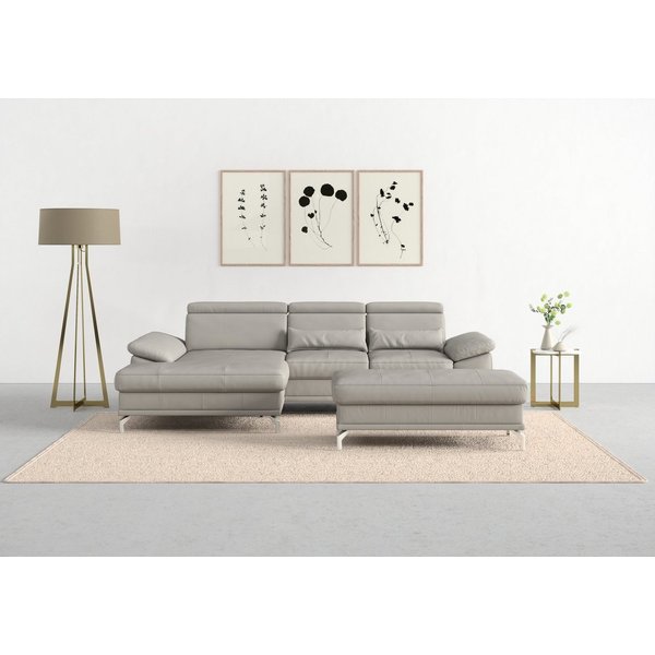 sit&more Ecksofa Cabrio L-Form, B: 295 cm, mit Sitztiefen-, Arm- & Kopfteilverstellung, 2 Nierenkissen, Federkern, optional Schlaffunktion und Stauraum