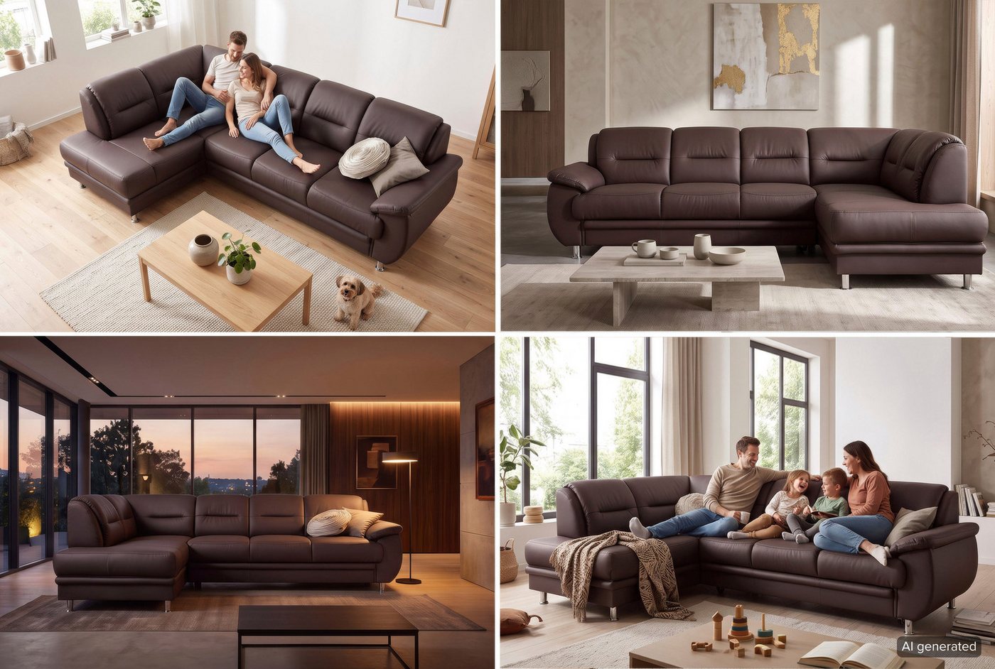 sit&more Ecksofa Mailand L-Form, B: 250 cm, Komfortsitzhöhe 46 cm, mit Schlaffunktion, Eckcouch in Kunstleder & Stoff – Bild 5 von 5