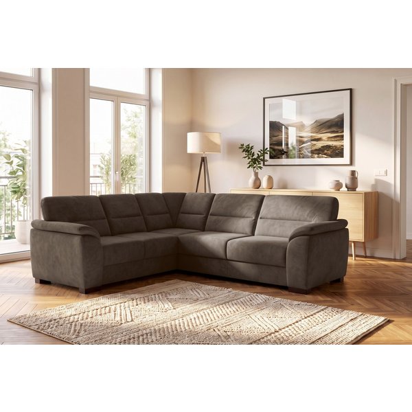 sit&more Ecksofa Montego L-Form, B: 256 cm, große Stoffauswahl, Komfortsitzhöhe 46 cm, mit Schlaffunktion und Schubkasten mit Stauraum