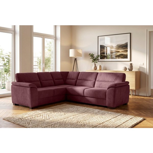 sit&more Ecksofa Montego L-Form, B: 256 cm, große Stoffauswahl, Komfortsitzhöhe 46 cm, mit Schlaffunktion und Schubkasten mit Stauraum