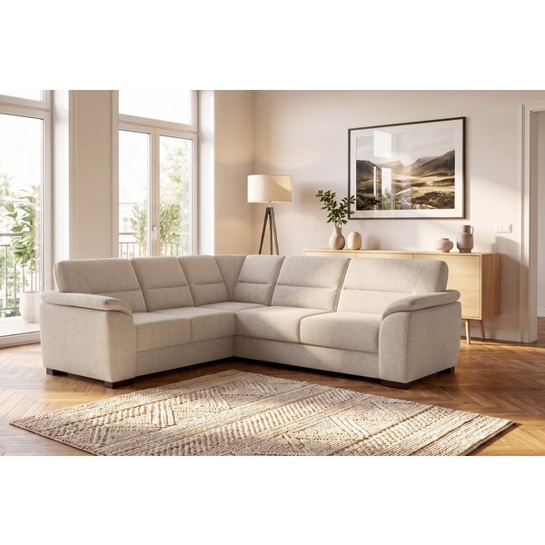 sit&more Ecksofa Montego L-Form, B: 256 cm, große Stoffauswahl, Komfortsitzhöhe 46 cm, optional Schlaffunktion und Schubkasten mit Stauraum