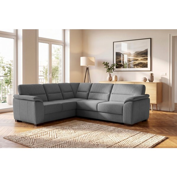 sit&more Ecksofa Montego L-Form, B: 256 cm, große Stoffauswahl, Komfortsitzhöhe 46 cm, optional Schlaffunktion und Schubkasten mit Stauraum