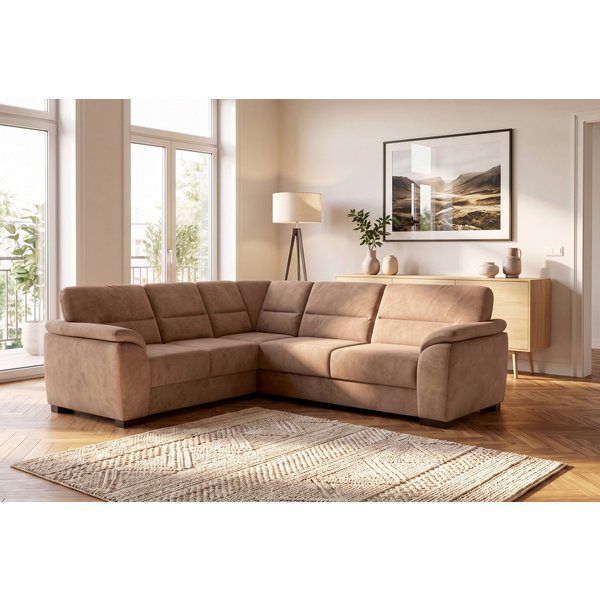 sit&more Ecksofa Montego L-Form, B: 256 cm, große Stoffauswahl, Komfortsitzhöhe 46 cm, optional Schlaffunktion und Schubkasten mit Stauraum