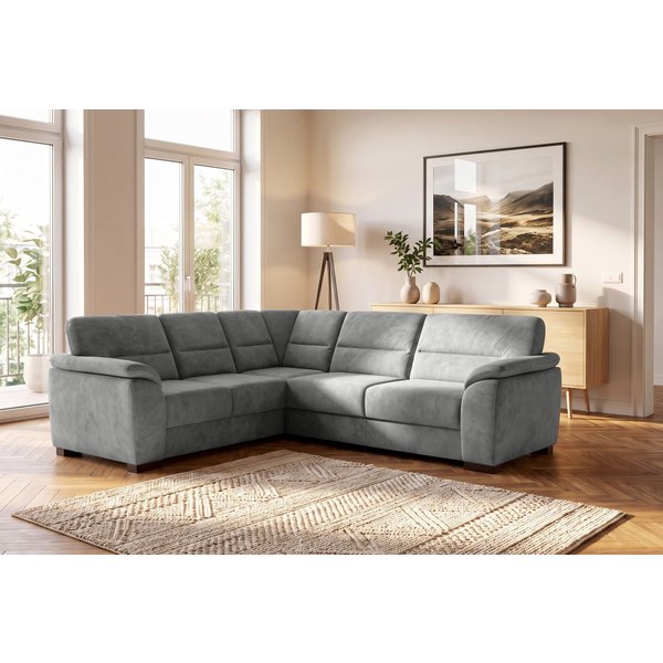 sit&more Ecksofa Montego L-Form, B: 256 cm, große Stoffauswahl, Komfortsitzhöhe 46 cm, mit Schlaffunktion und Schubkasten mit Stauraum