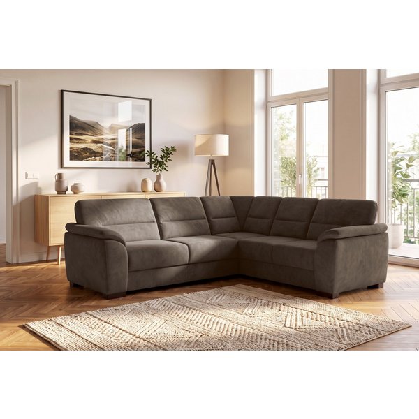 sit&more Ecksofa Montego L-Form, B: 256 cm, große Stoffauswahl, Komfortsitzhöhe 46 cm, mit Schlaffunktion und Schubkasten mit Stauraum
