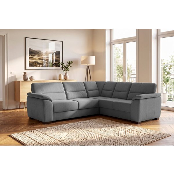 sit&more Ecksofa Montego L-Form, B: 256 cm, große Stoffauswahl, Komfortsitzhöhe 46 cm, optional Schlaffunktion und Schubkasten mit Stauraum