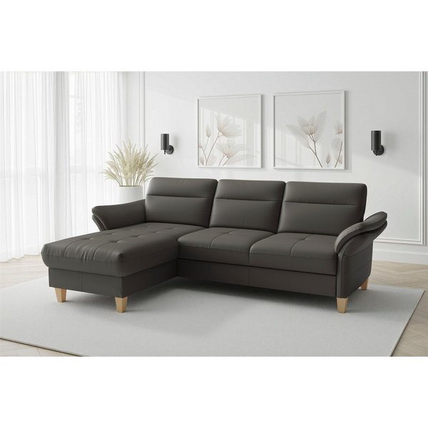 sit&more Ecksofa Pamela L-Form, B:230 cm, Leder, Recamiere links o. rechts, wahlweise mit Armteilverstellung, optional Schlaffunktion & Bettkasten