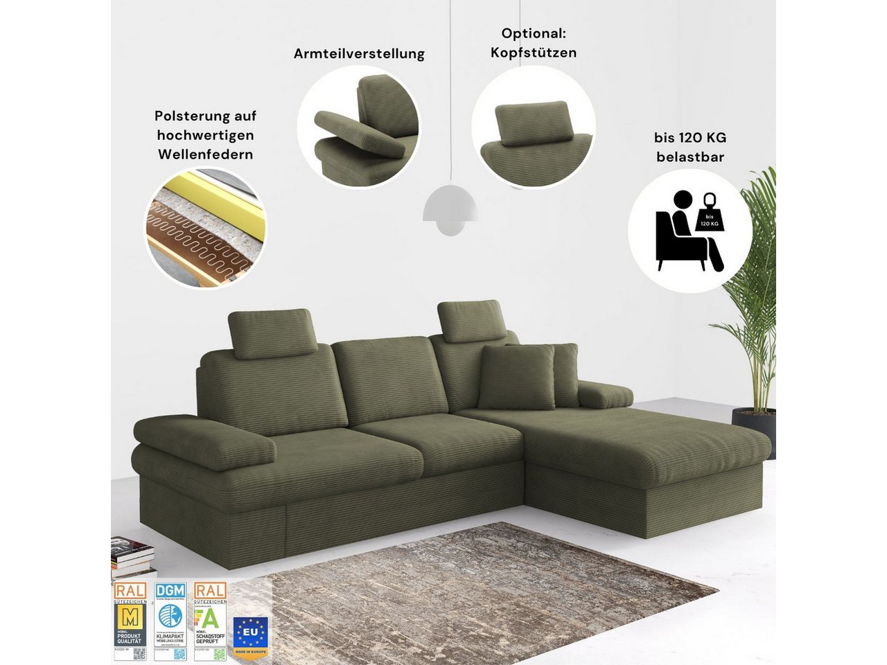 sit&more Sofa-Kopfstütze Moreno, B: 50 cm, (Set, 2 Stück), Set: 2 Stück, passend zur Serie – Bild 3 von 5