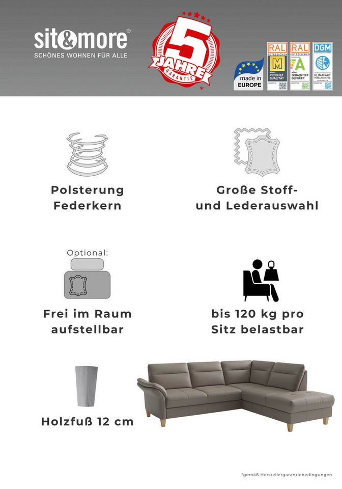 sit&more Sofa-Kopfstütze Pamela, Leder, 2 Stück, B: 50 cm, (Set), verschiedene Farben – Bild 4 von 5