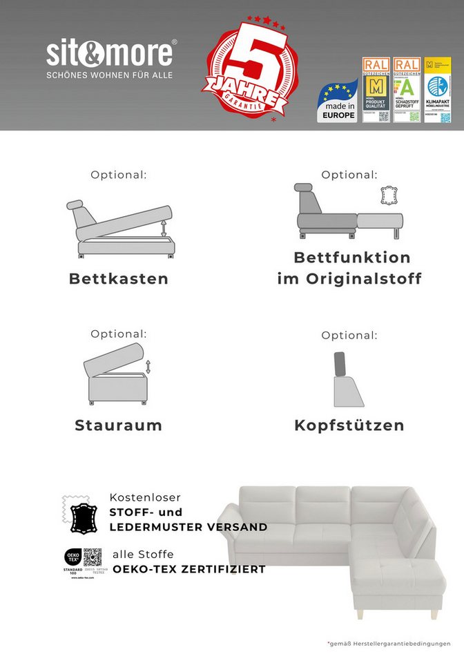 sit&more Sofa-Kopfstütze Pamela, Leder, 2 Stück, B: 50 cm, (Set), verschiedene Farben – Bild 5 von 5