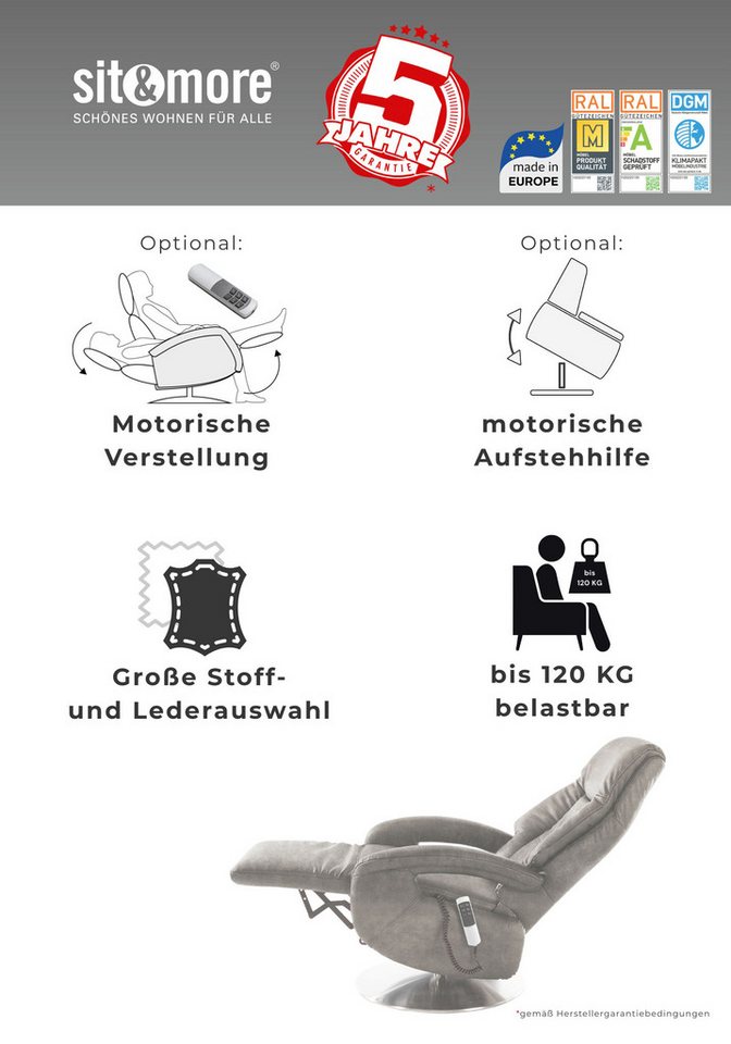 sit&more TV-Sessel Enjoy, in Grösse S, oder M, oder L, wahlweise mit Motor und Aufstehhilfe – Bild 4 von 5
