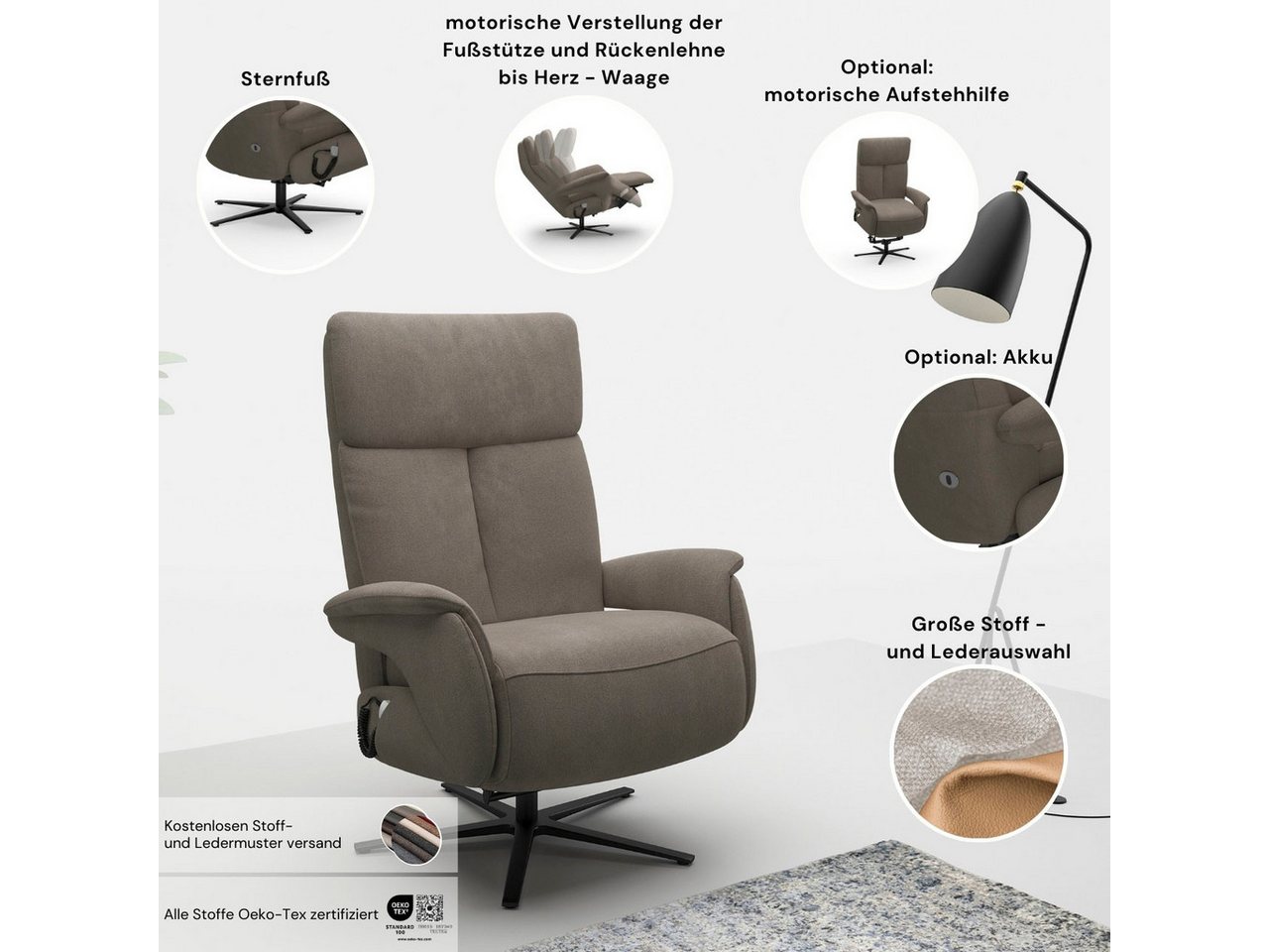 sit&more TV-Sessel Triple Seven Xtra large, bis 200kg belastbar, mit Herz-Waage Funktion, inkl. Kopfteil- & Drehfunktion, wahlweise mit Akku und Aufstehhilfe – Bild 4 von 5