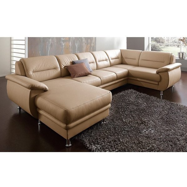 sit&more Wohnlandschaft Mailand U-Form, B: 312 cm, XXL-Couch mit Komfortpolsterung, mit Schlaffunktion, Liegefl. 122x247 cm, diverse Lederqualitäten