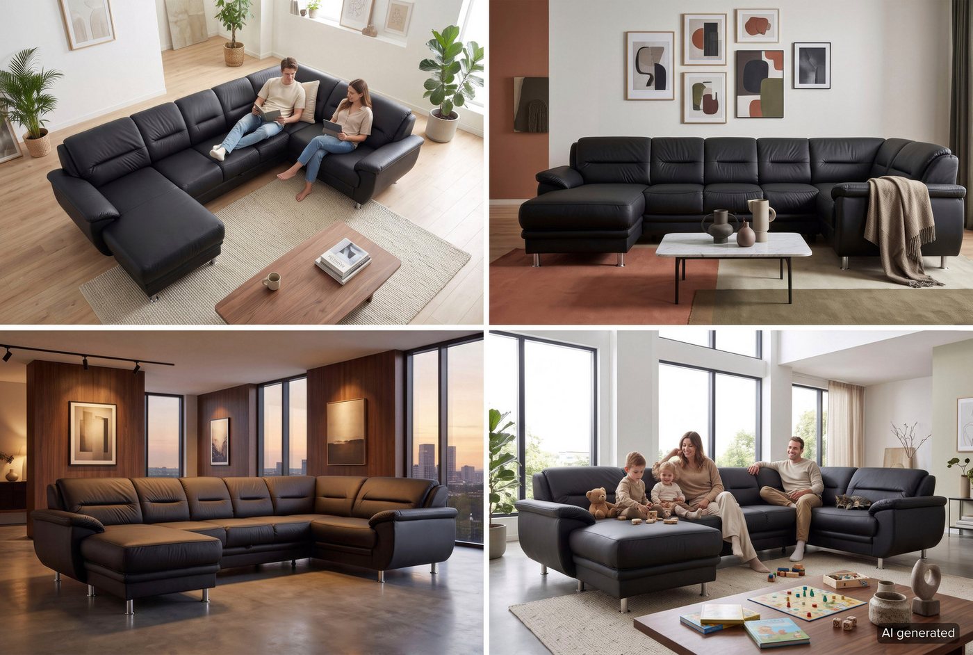 sit&more Wohnlandschaft Mailand U-Form, B: 312 cm, XXL-Couch mit Komfortpolsterung, mit Schlaffunktion, Liegefl. 122x247 cm, diverse Lederqualitäten – Bild 2 von 5