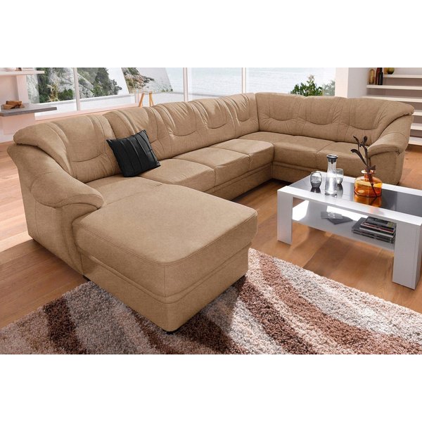 sit&more Wohnlandschaft Savona, U-Form, B: 320 cm, Bettfunktion wählbar, Federkern-Polsterung, Komfortable Sitzhöhe 46 cm, Liegefläche 120 x 250 cm bei Bettfunk