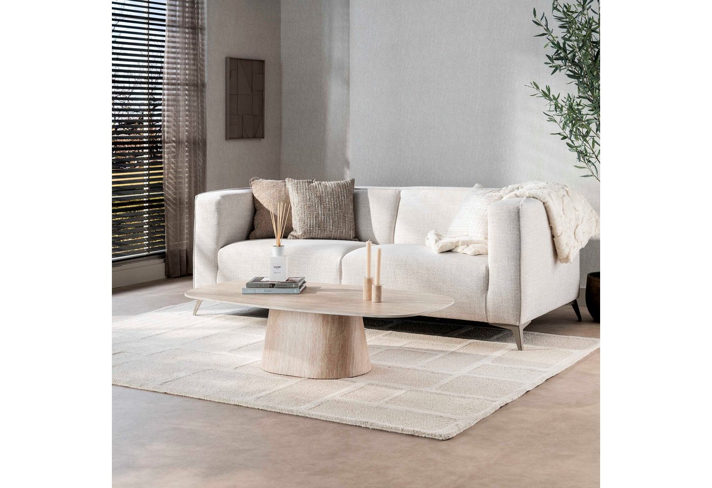 Sitheim® Couchtisch Couchtisch Centro 135cm / 3D Keramik travertin, 135cm, Keramikplatte in Travertinoptik – Bild 5 von 5