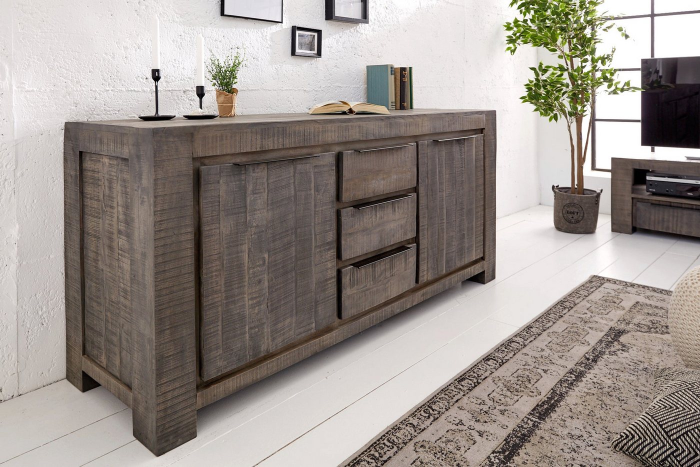 Sitheim® Sideboard Woodridge Massives Sideboard 174cm Mangoholz-Handarbeit – Bild 2 von 5