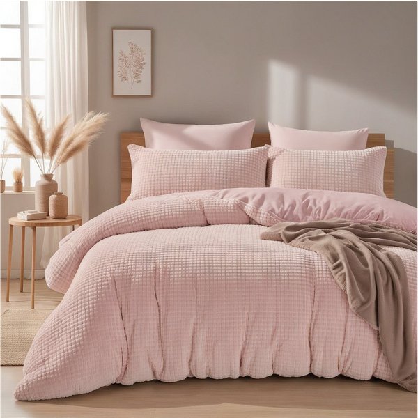 Sitheim® Wendebettwäsche Bettwäsche-Set Bettbezug & Kissenbezüge aus Check Teddy, Mikrofaser, 3 teilig