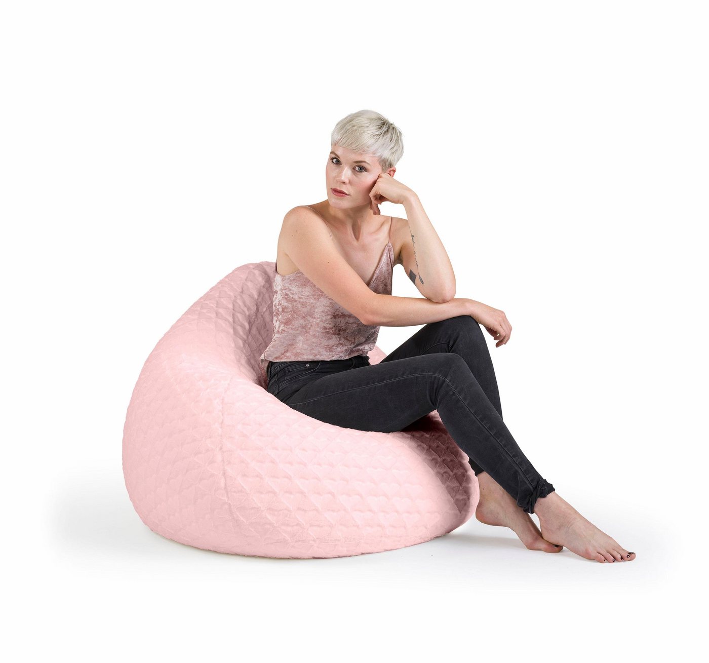 Sitting Point Sitzsack Sitzsack FLUFFY HEARTS XL, Plüschsitzsack mit Herzoptik – Bild 2 von 4
