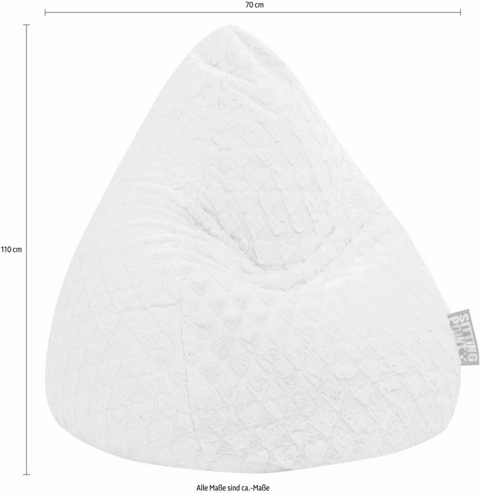 Sitting Point Sitzsack Sitzsack FLUFFY HEARTS XL, Plüschsitzsack mit Herzoptik – Bild 3 von 4