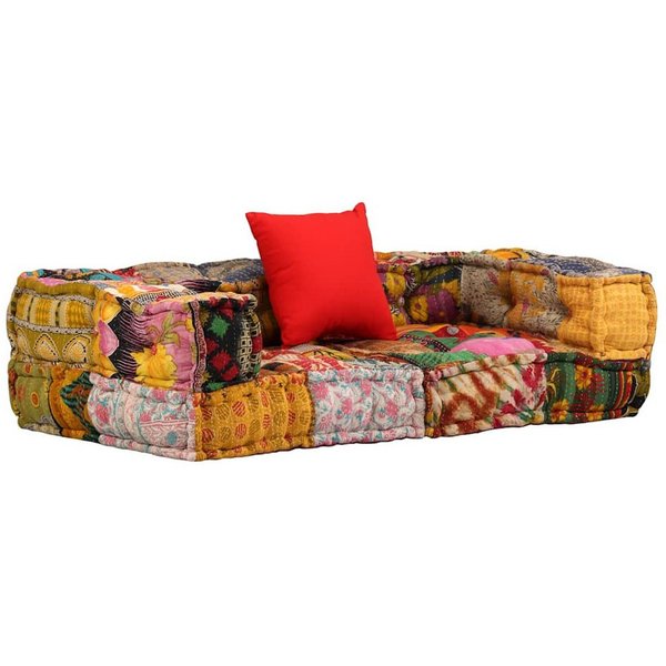 vidaXL Sitzkissen vidaXL 2-Sitzer Modularer Pouf Patchwork Stoff